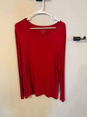 Chico's Bright Red Long Sleeve Crew Neck Top
